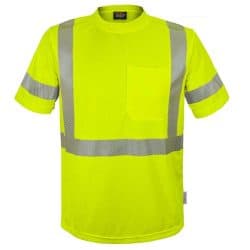 Class 3 T shirt with reflective tape in safety Green
