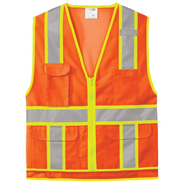 CornerStone Class 2 Surveyor Zippered Safety Vest 3 Surveyors Safety Vests in Safety Orange