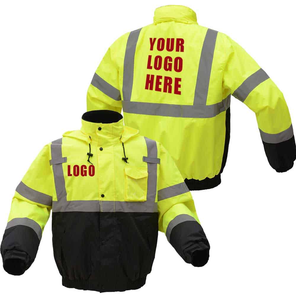 GSS Class 3 Waterproof Bomber Jacket 4 Custom Logo on Safety Bomber Jacket