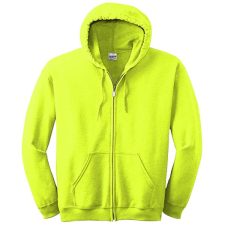 Full Zip Hooded Safety Green Sweatshirts