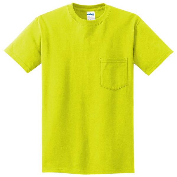 Gildan 2300 Pocket Safety Shirt 2 Gildan Safety Green with Pockets