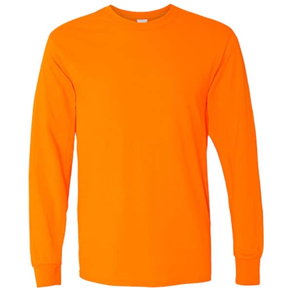 Gildan Heavy Cotton Long-Sleeve Tee 3 Long Sleeve Gildan Safety Orange Shirt