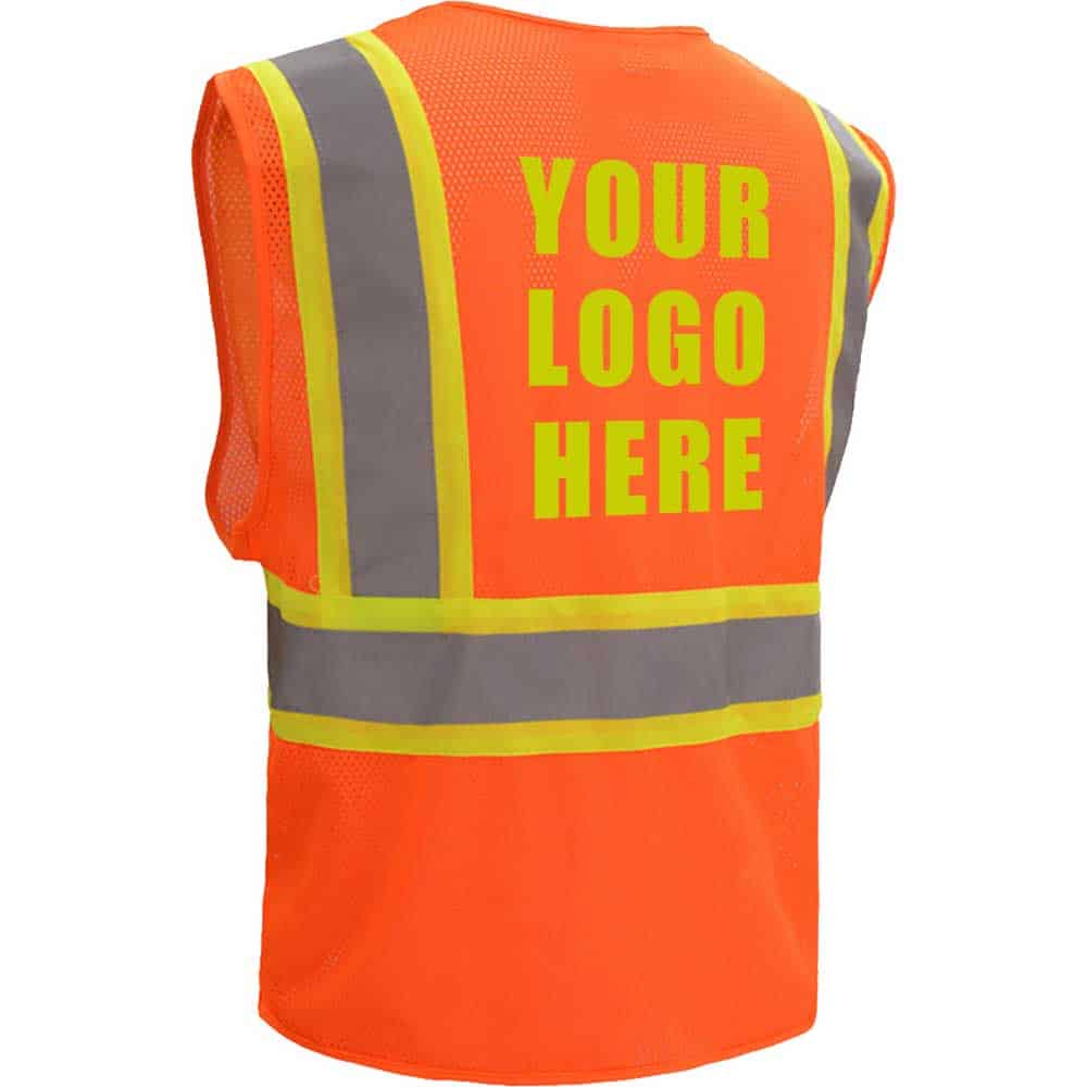 GSS Class 2 Mesh Two Tone Zipper Safety Vest 5 Custom Safety Orange Vest