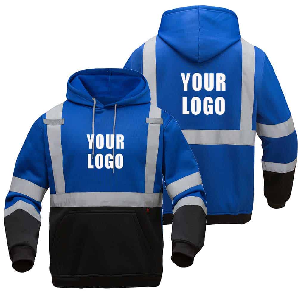 GSS Non-ANSI Blue Pullover Safety Sweatshirt 2 Custom Blue Safety Hoodie