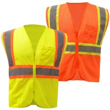 ANSI Class 2 Safety Vests 24 GSS Class 2 Mesh Two Tone Zipper Safety Vest