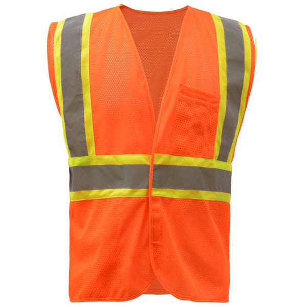 GSS Mesh Class 2 Two Tone Hook & Loop Closure Vest 3 Safety Orange Safety Vest