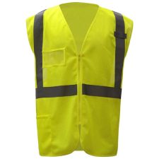 Safety Green Vest with ID Pocket and Zipper