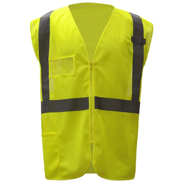 GSS Class 2 Mesh Zipper Safety Vest with ID Pocket 2 Safety Green Vest with ID Pocket and Zipper