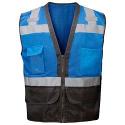 Blue Safety Vest with Black Bottom with iPad Pocket