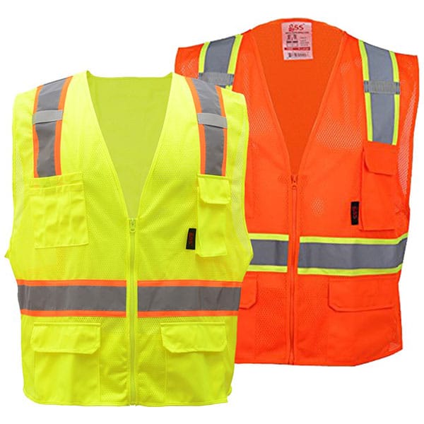 GSS Class 2 Two-Tone Zipper Vest 1 GSS Contrast Trim Safety Vests