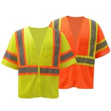 ANSI Class 3 Safety Vests 3 GSS Class 3 Two Tone Mesh Zipper Safety Vest