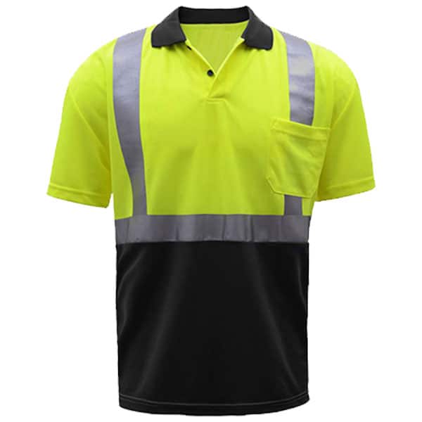 GSS Class 2 Black Bottom Safety Polo Shirt 2 Safety Green Class 2 Polo