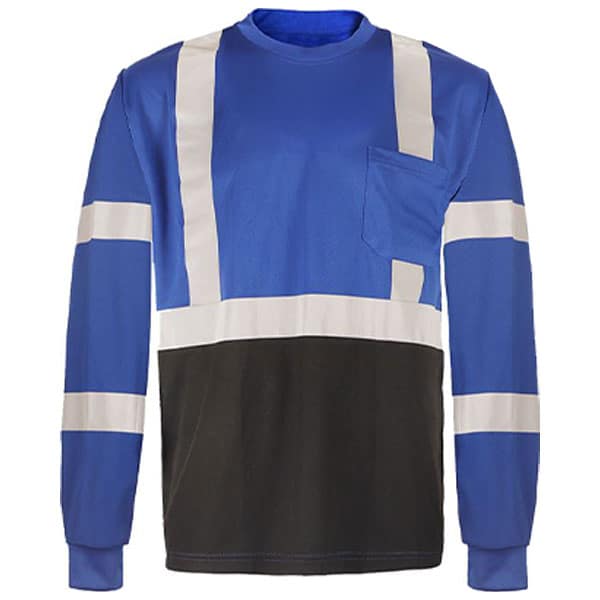 GSS Non-ANSI Blue Reflective Long Sleeve Safety Shirt 1 Long Sleeve Blue Safety shirt with Reflective Stripes