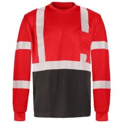 GSS Red Non-ANSI Long Sleeve Reflective Stripe Shirt