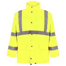 GSS Class 3 Rain Jacket in Safety Green with 2 Patch Pockets