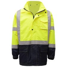 GSS Class 3 Premium Hooded Safety Rain Jacket with Black Bottom