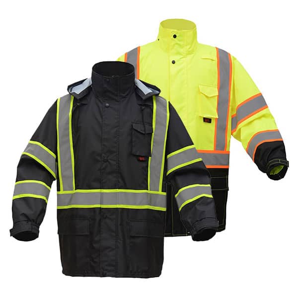 GSS Class 3 Premium Two Tone Hooded Safety Rain Coat 1 GSS Rain Jacket