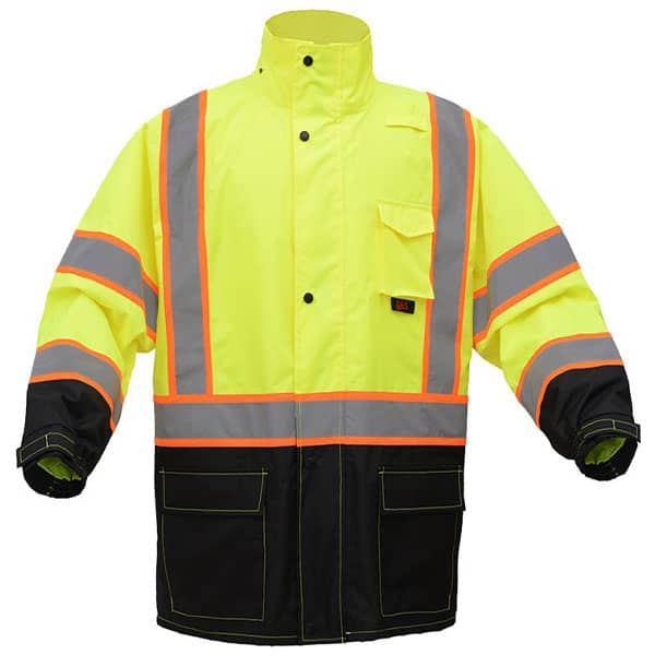 GSS Class 3 Premium Two Tone Hooded Safety Rain Coat 2 GSS Safety Rain Jacket