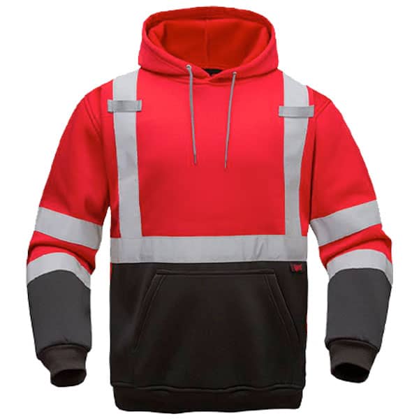 GSS Non-ANSI Red Hooded Pullover Safety Sweatshirt 1 GSS Red Safety Sweatshirt
