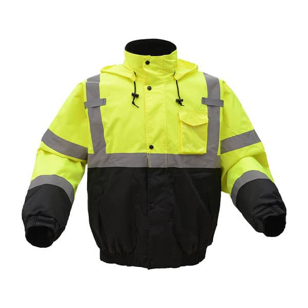 GSS Class 3 Waterproof Bomber Jacket 3 Safety Green Bomber Jacket