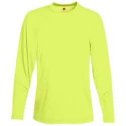 Hanes Long Sleeve Dry Fit Safety Green Shirt