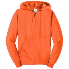 Jerzees Full Zip Safety Orange Hooded Sweatshirt
