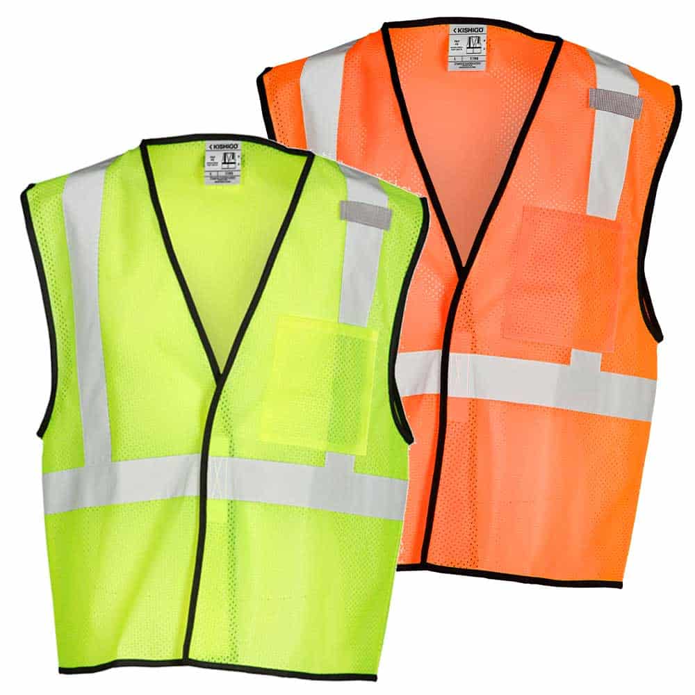 Kishigo Single Pocket Mesh Hook & Loop Class 2 Economy Vest 1 Kishigo Hook and Loop Closure on the 1193 and 1194 vest