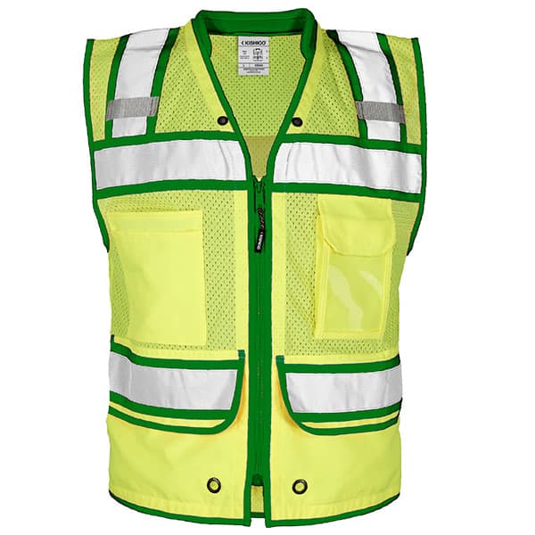 Kishigo Class 2 Contrast High Performance Surveyors Vest Green 1 Kishigo Vest with Green Trim