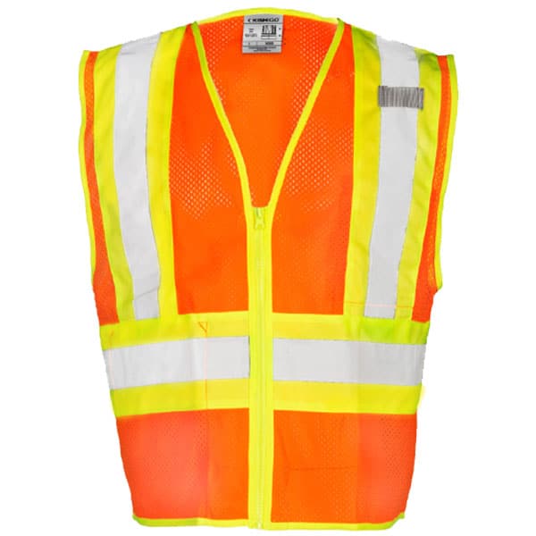 Kishigo - Ultra Cool Mesh Contrasting Vest 3 Kishigo Orange Safety Vest with Contrast Trim