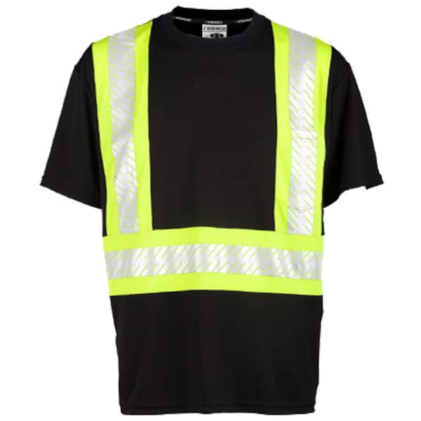 Kishigo Non-ANSI Black Enhanced Visibility Pocket T-Shirt 1 Kishigo Black Non ANSI Reflective Stripe Safety Shirt