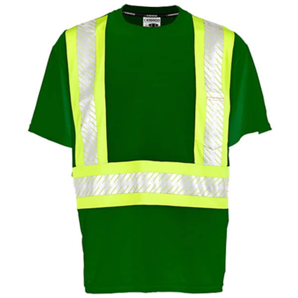 Kishigo Non-ANSI Green Enhanced Visibility Pocket T-Shirt - XL Only 1 Kishigo Green Non_ANSI Safety Shirt with Reflective Striping