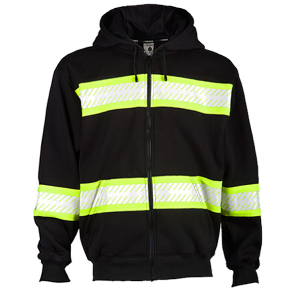 Kishigo Non-ANSI Black Enhanced Visibility Full-Zip Hooded Sweatshirt 1 Kishigo Black Hooded Sweatshirt