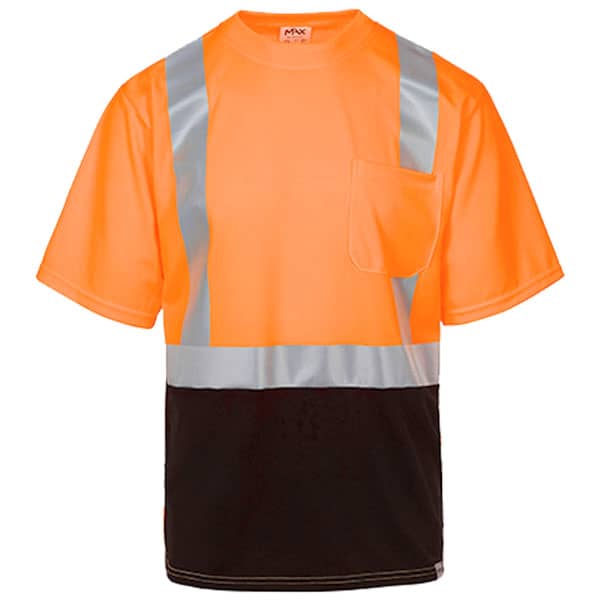 Max Apparel Class 2 Black Bottom Moisture Wicking Shirt 3 Max Apparel moisture wicking shirt - safety orange