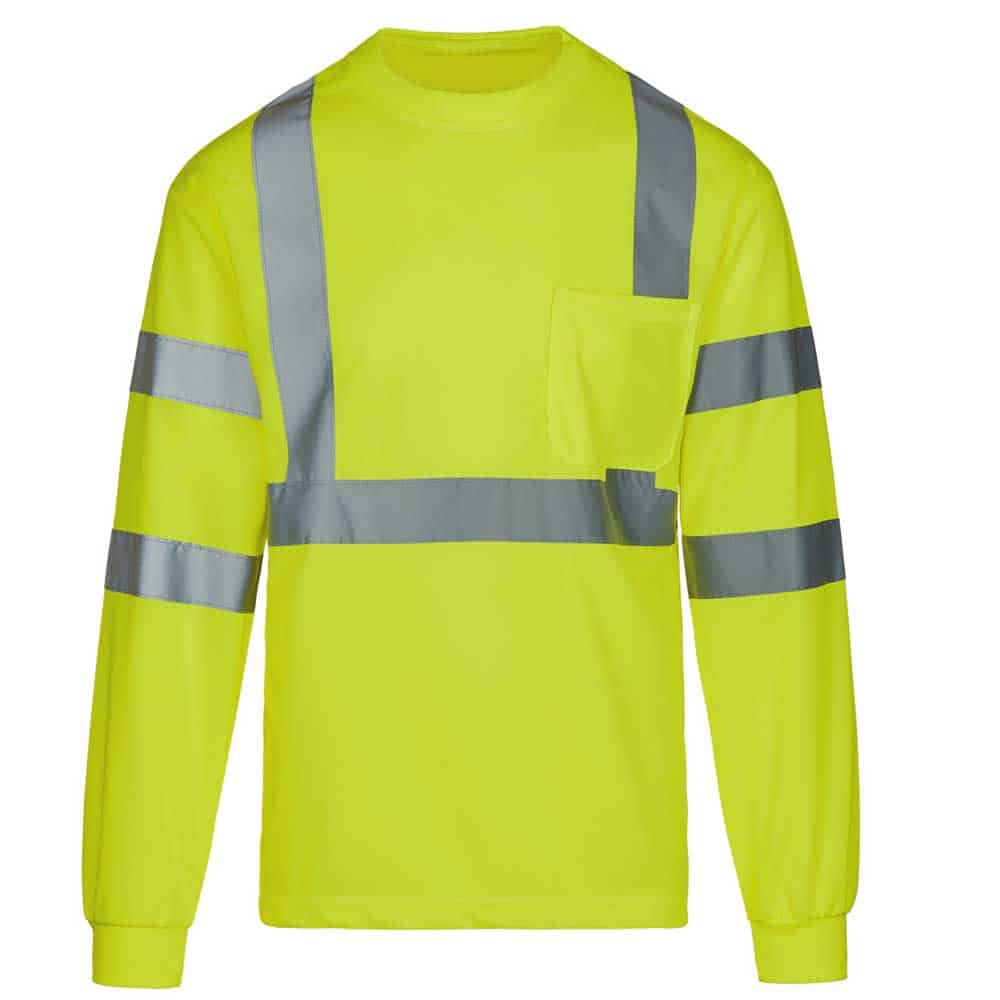 Max Apparel Class 3 Long Sleeve Pocket T-Shirt 2 Max Apparel Class 3 Long Sleeve Safety Green Shirt