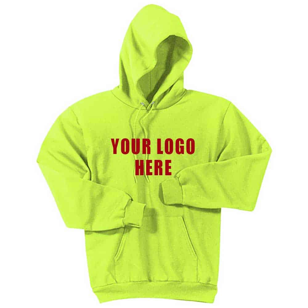 Port & Company Tall Safety Hooded Sweatshirt 4 Custom Printed Safety Green Tall Hooded Sweatshirt