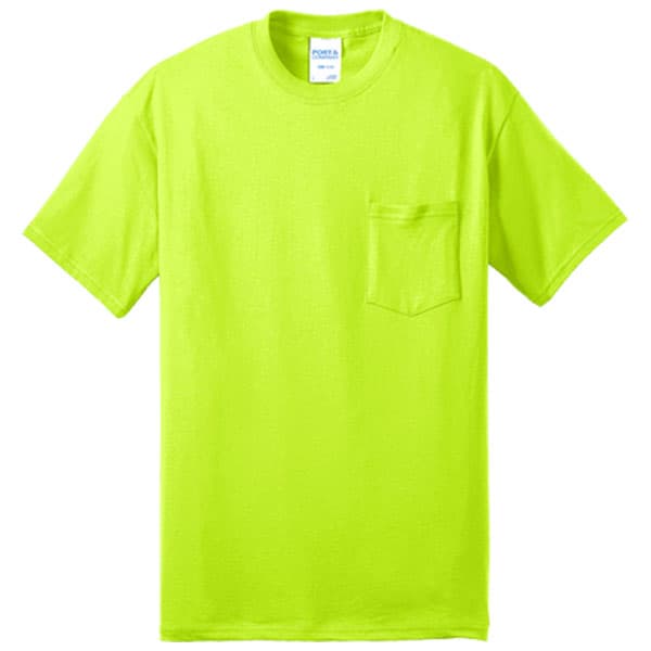 Port & Company Tall Pocket Safety Shirt 2 Safety Green Tall Pocket shirt
