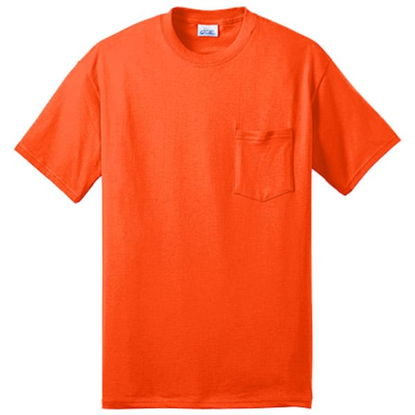 Port & Company Tall Pocket Safety Shirt 3 Tall Safety Orange with Pocket