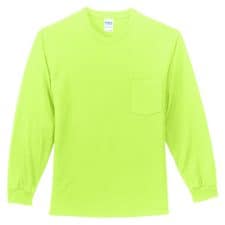 Port & Company Long Sleeve Pocket Shirt Safety Green