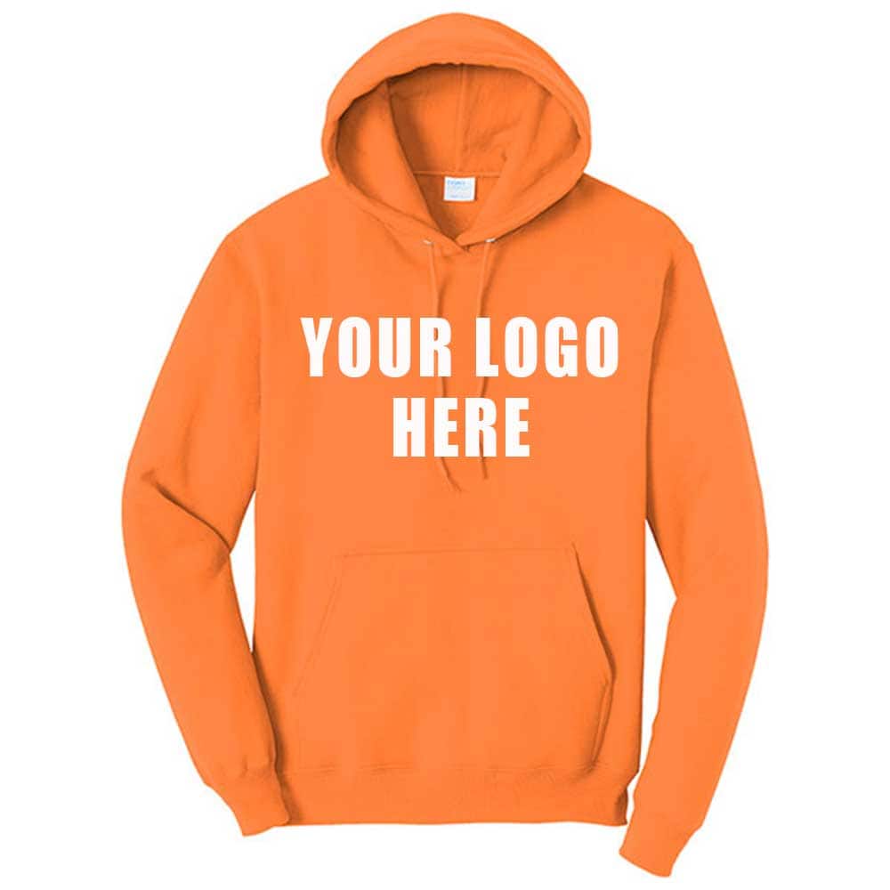 Port & Company Core Safety Pullover 4 Custom Hooded Safety Orange Sweatshirt
