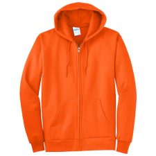 Full Zip Safety Orange Hooded Sweatshirt