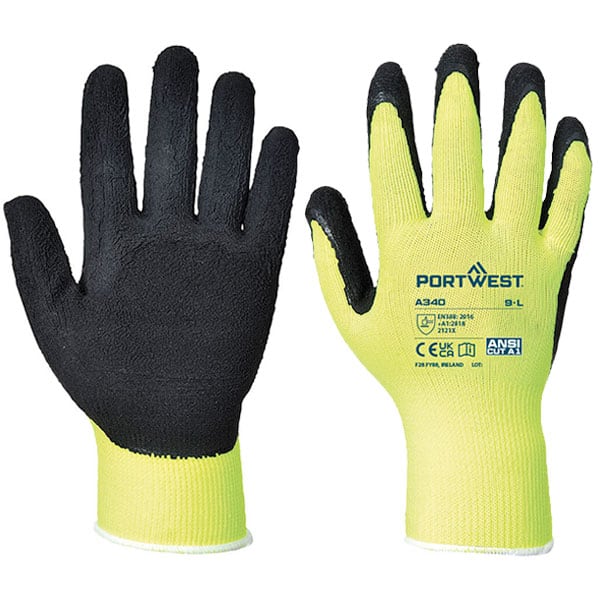 Portwest Latex Foam Hi-Vis Grip Glove 1 Portwest Latex Foam Hi-Vis Grip Glove