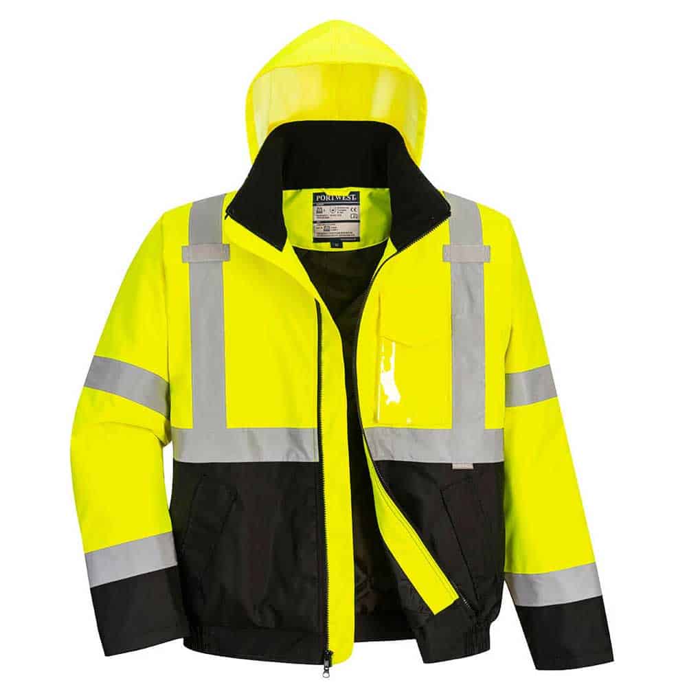 Portwest Class 3 Two-Tone Hi-Vis Bomber Jacket 3 Portwest Safety Green Bomber Jacket