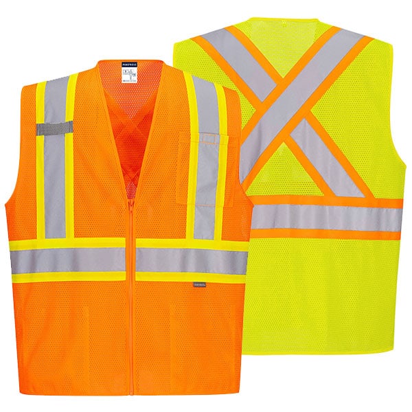 Portwest X-Back Contrast Tape Vest 1 Portwest X-Back Contrast Safety Vests
