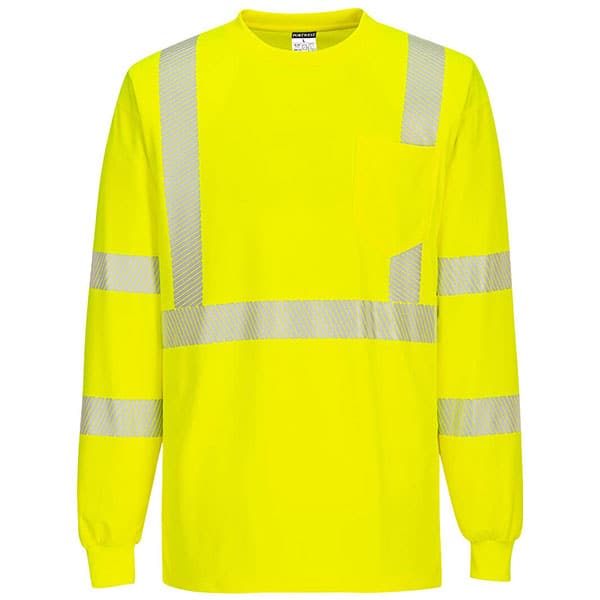 Portwest S195 Segmented Tape Long Sleeve Shirt 2 Safety Green Hi-Vis Long Sleeve Safety Shirt