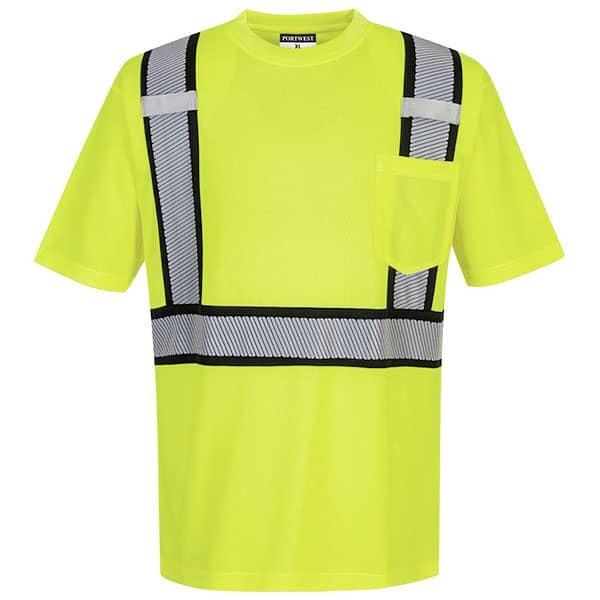 Portwest Detroit Short Sleeve Safety Shirt 1 Port West Class 2 Safety Green Shirt