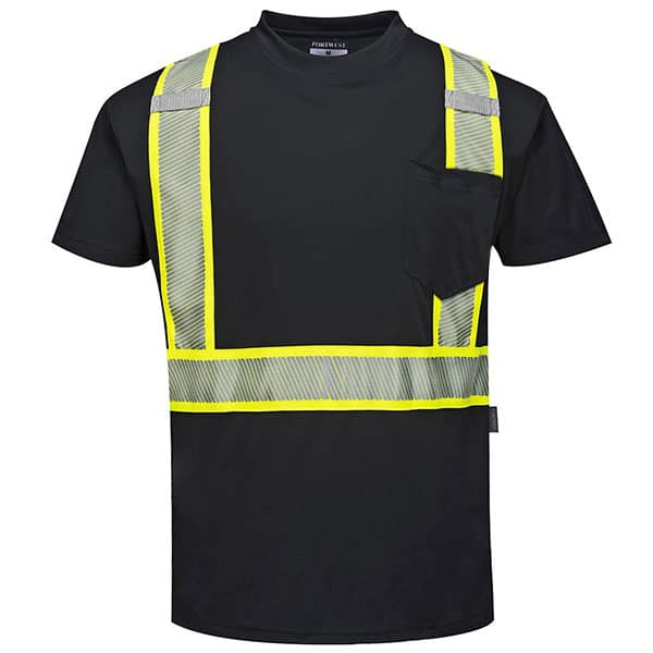 Portwest S396 Black Short Sleeve Non-ANSI Shirt 1 Portwest Iona Plus Short Sleeve Black Safety Shirt
