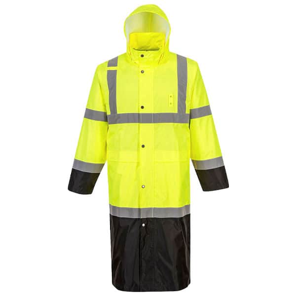 Portwest Hi-Vis Contrast Safety Rain Coat 48 inch 1 Portwest Safety Rain Coat