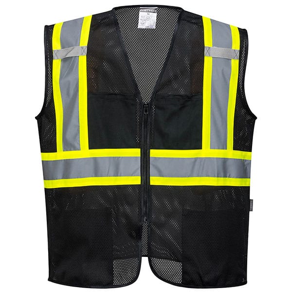 Portwest Iona Plus Black Mesh Vest 1 Black Portwest Safety Vests