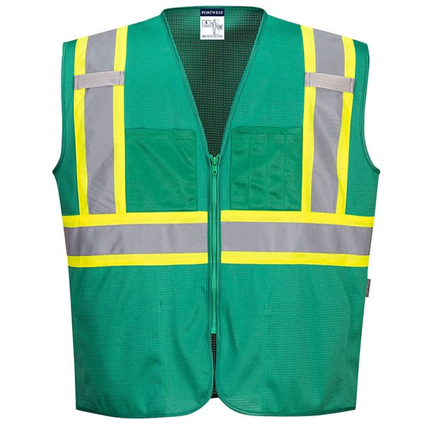 Portwest Iona Plus Green Mesh Vest 1 Portwest Green Safety Vests