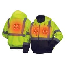 Pyramex Hi Vis Waterproof Heated Safety Work Jacket with Powerbank - Type R ANSI Class 3